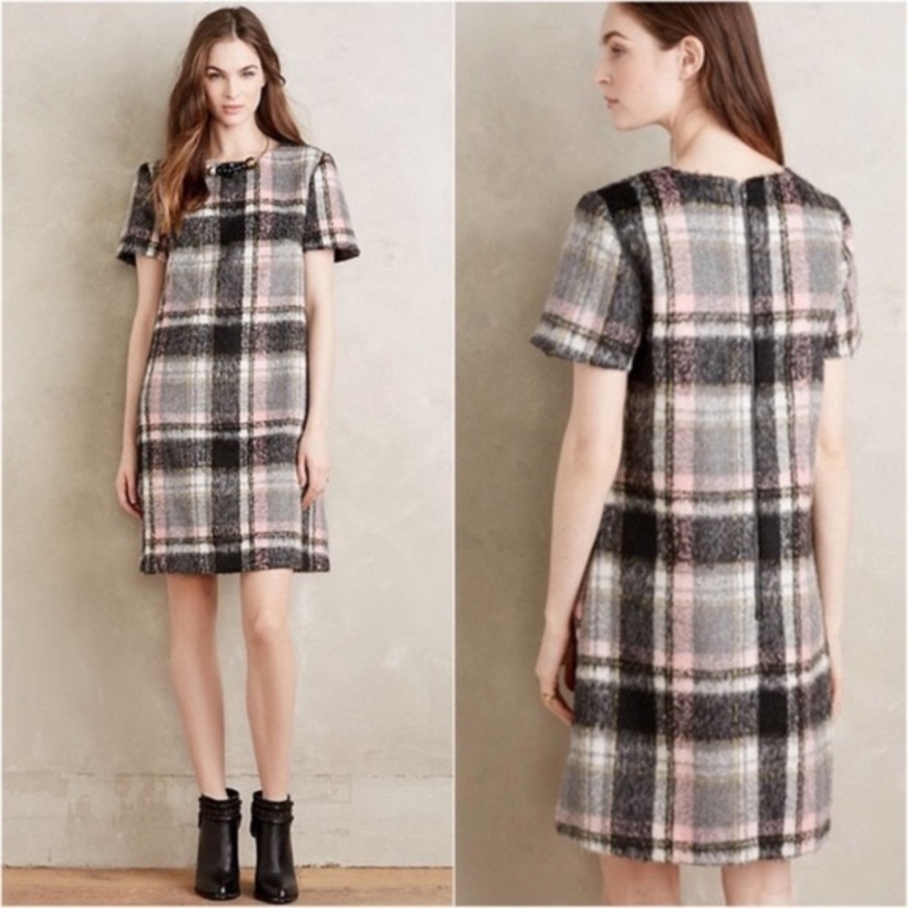 Anthropologie plaid shift dress